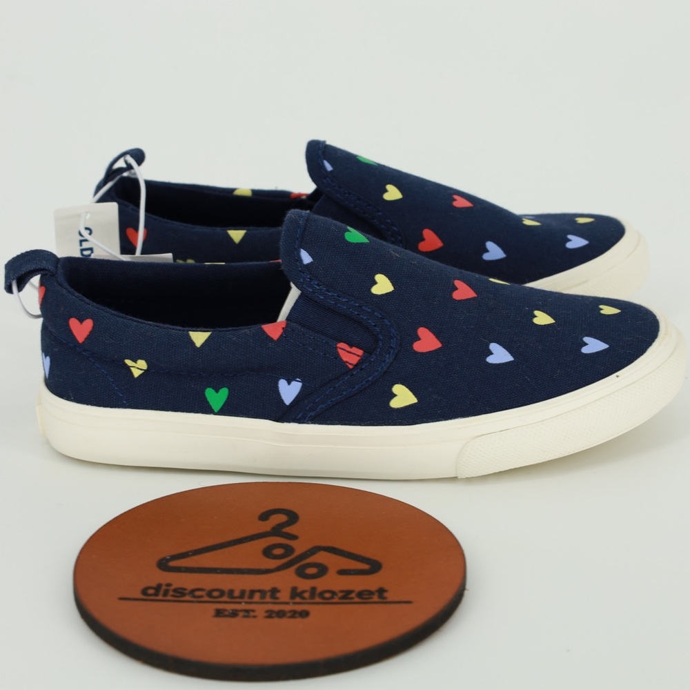 OLD NAVY Blue Canvas Slip-Ons Shoes‎ Sneakers Hearts Size 8 Toddler NWT